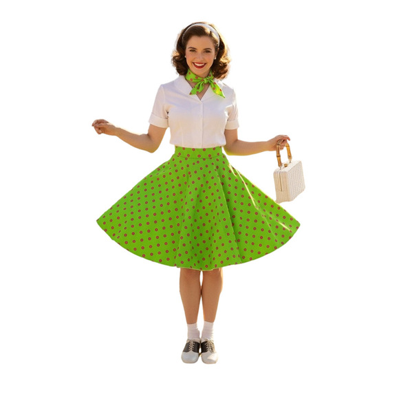 Funny Fashions Dresses & Skirts - Green pink polkadot retro 50s 60s poodle skirt rock n roll Halloween costume OS